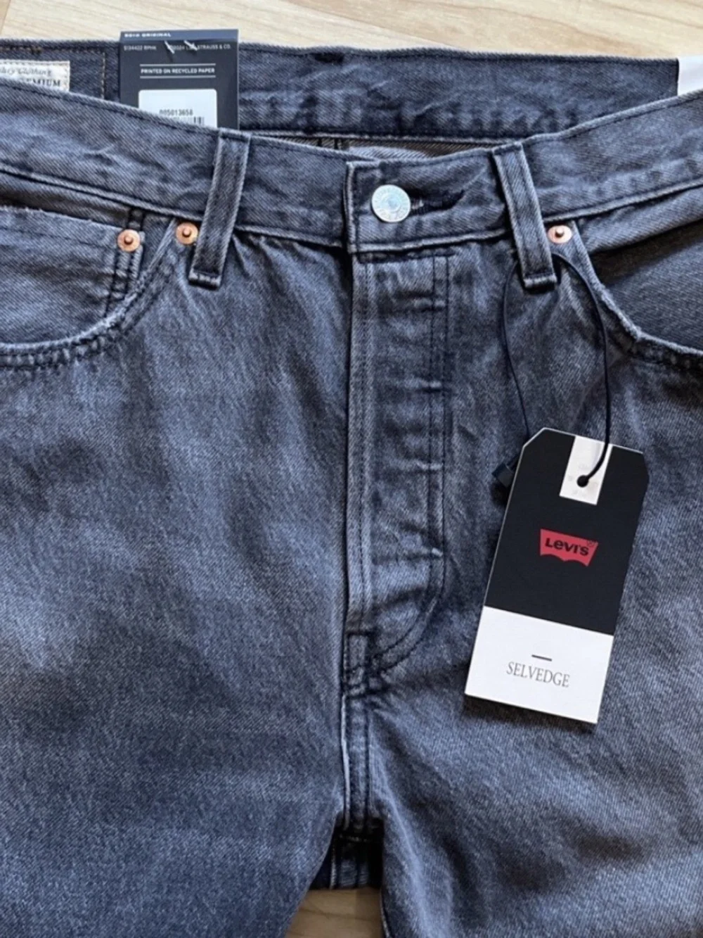 Levi's 501 Selvedge Original Straight Leg Jeans Men's 32x30 Gray Big E